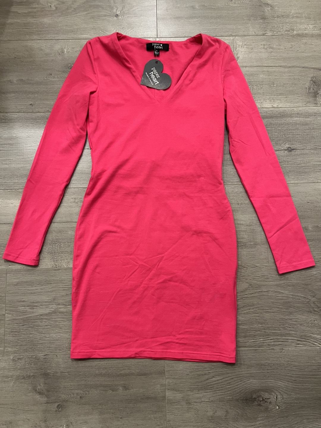 Paper Heart Neon Pink Long Sleeve Dress Size S - photo 2