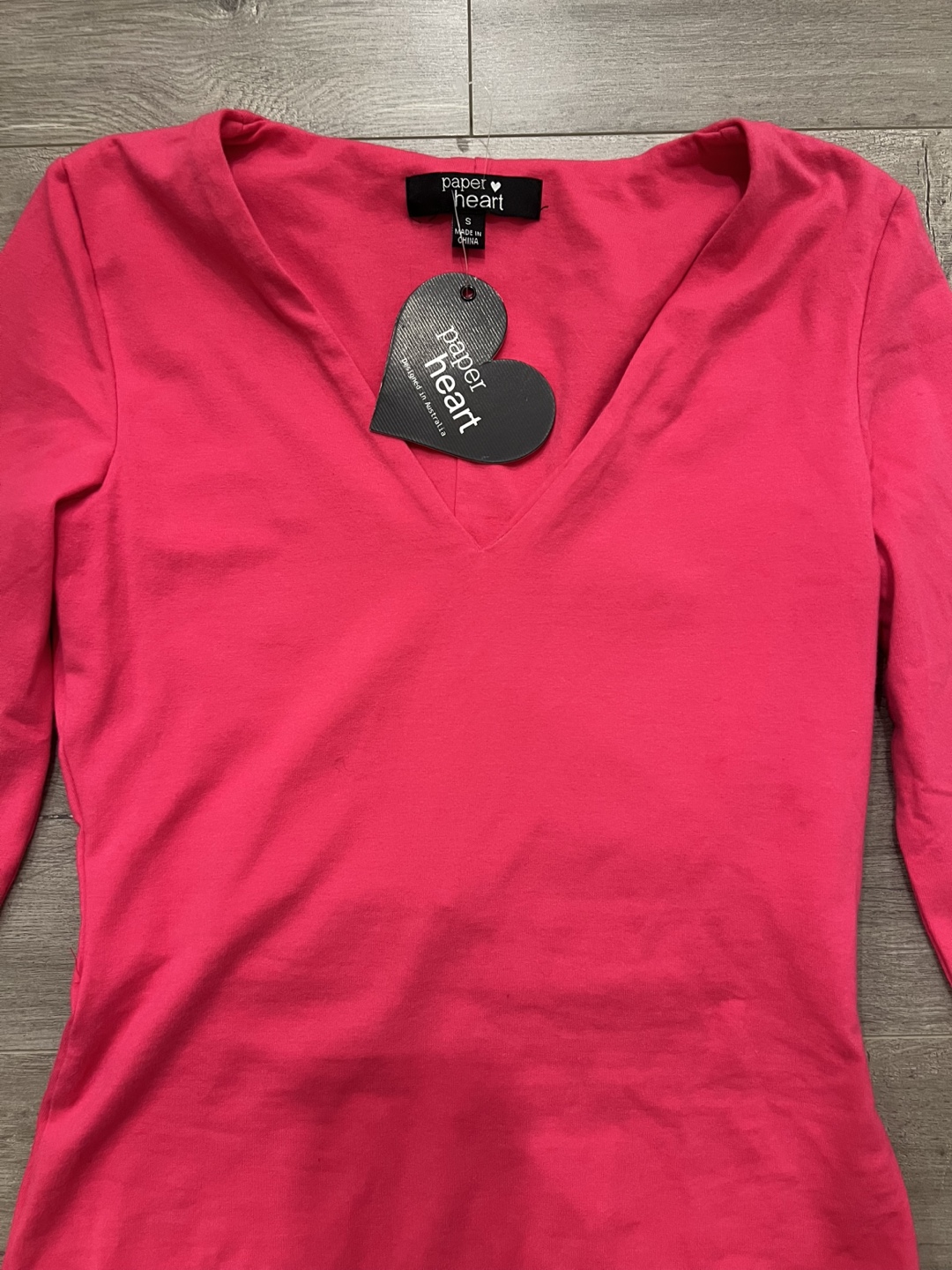 Paper Heart Neon Pink Long Sleeve Dress Size S