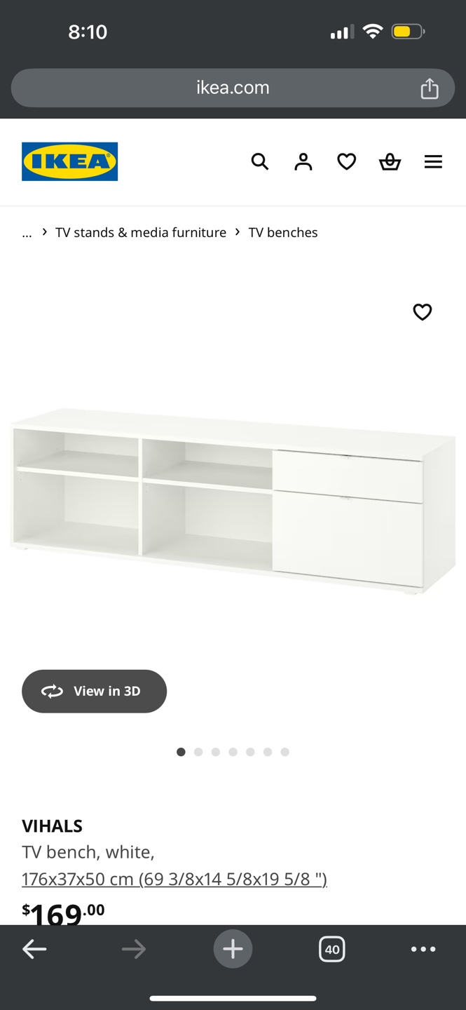 IKEA VIHALS TV Bench - White