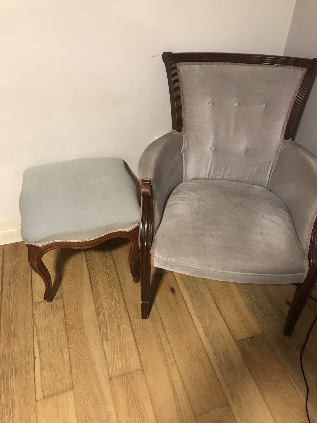 Vintage Armchair and Stool Set