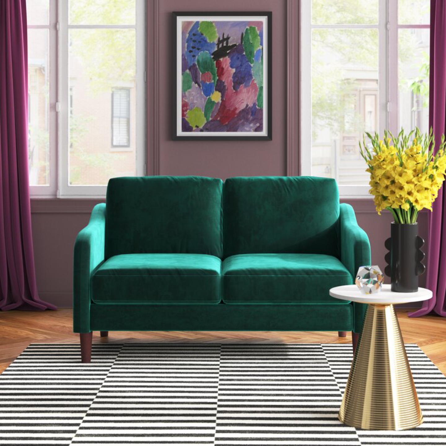 Green Velvet Love Seat