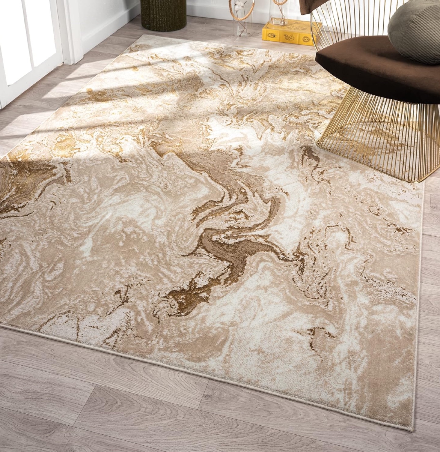 LUXE WEAVERS Marble Swirl Abstract Area Rug, Beige 8'x10' - photo 2