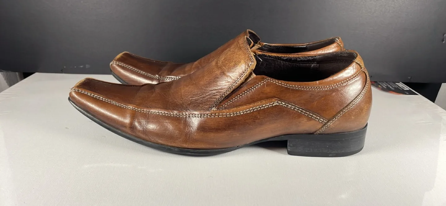 Steve Madden Men's Brown Leather Slip On Shoes image indicator(5)