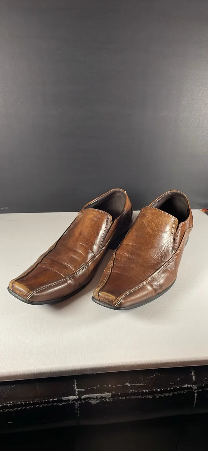 Steve Madden Men's Brown Leather Slip On Shoes image indicator(2)