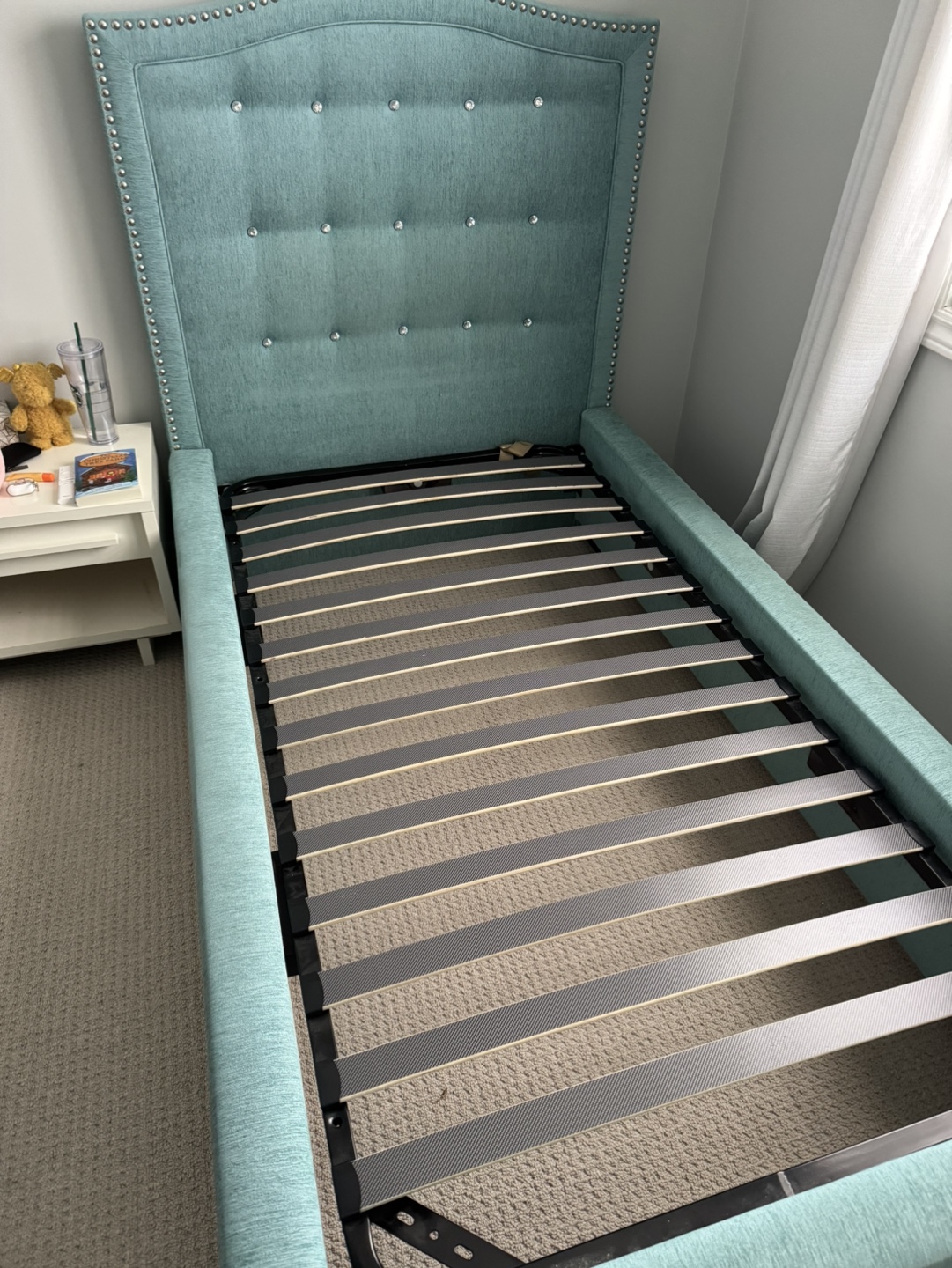Teal Upholstered Bed Frame - photo 3