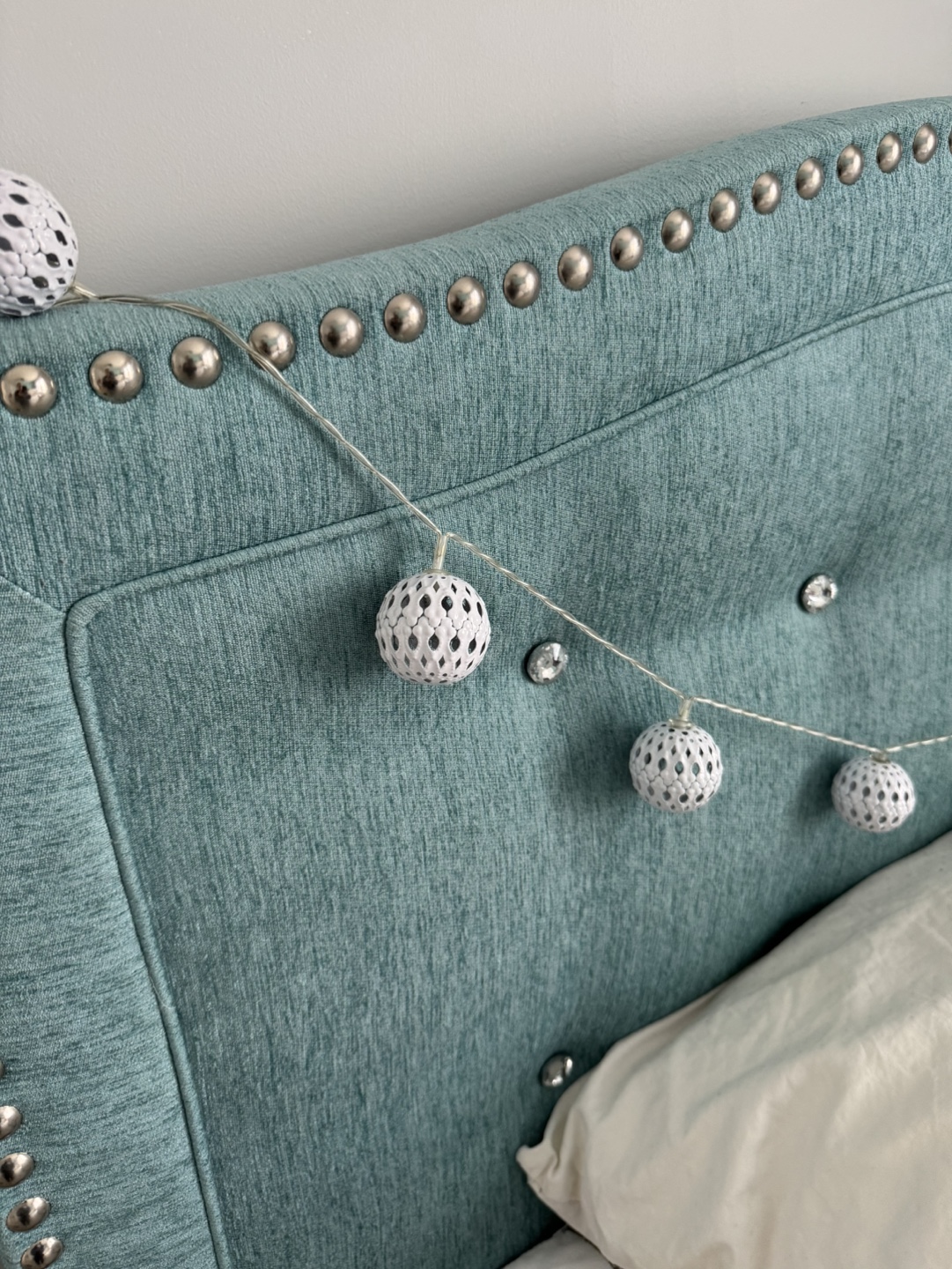 Teal Upholstered Bed Frame - photo 2