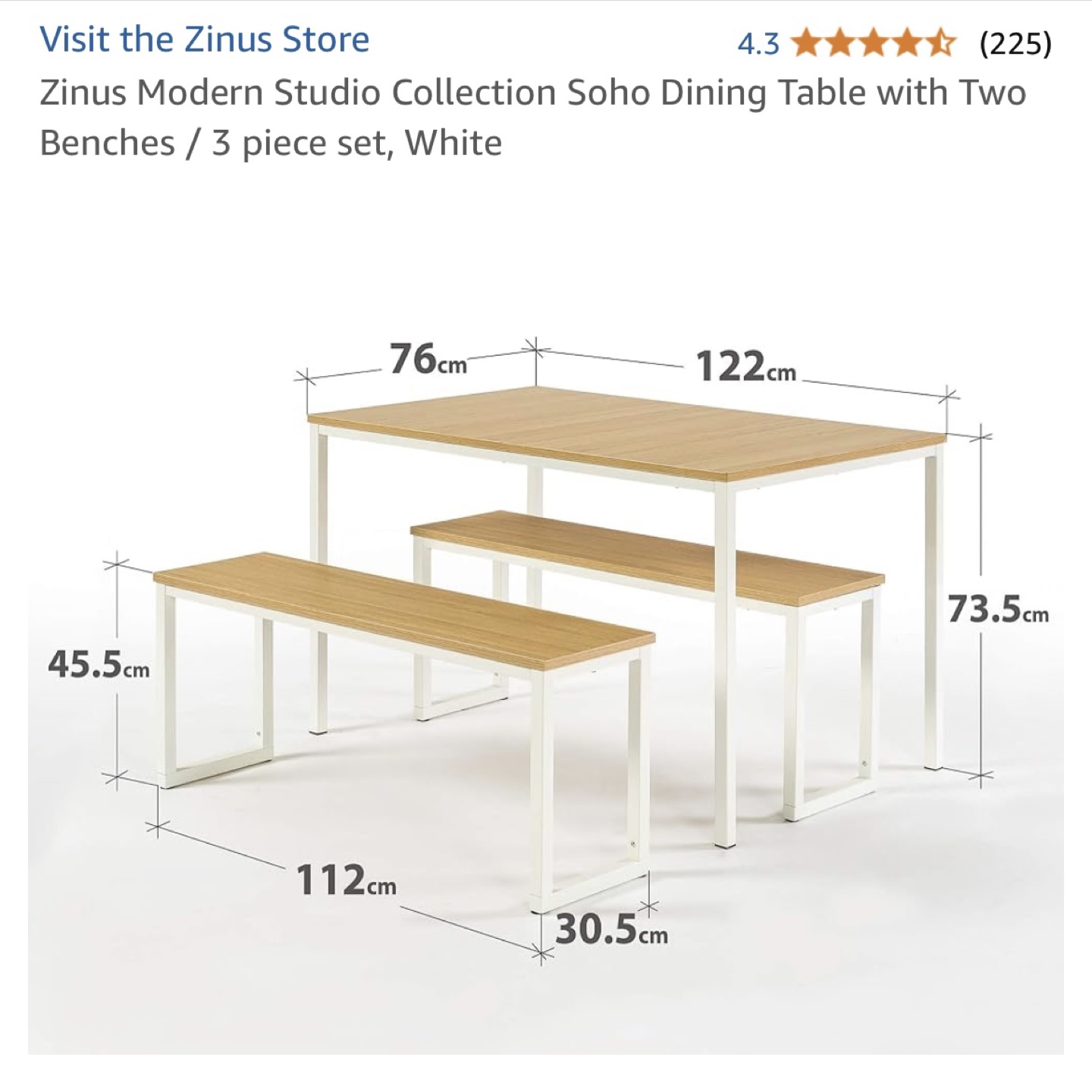 Dining Table with Two Benches