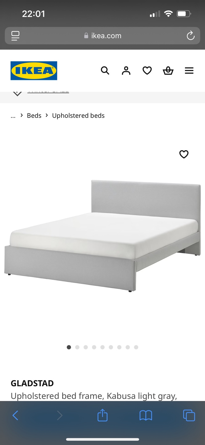 IKEA GLADSTAD Upholstered Bed Frame &80->60