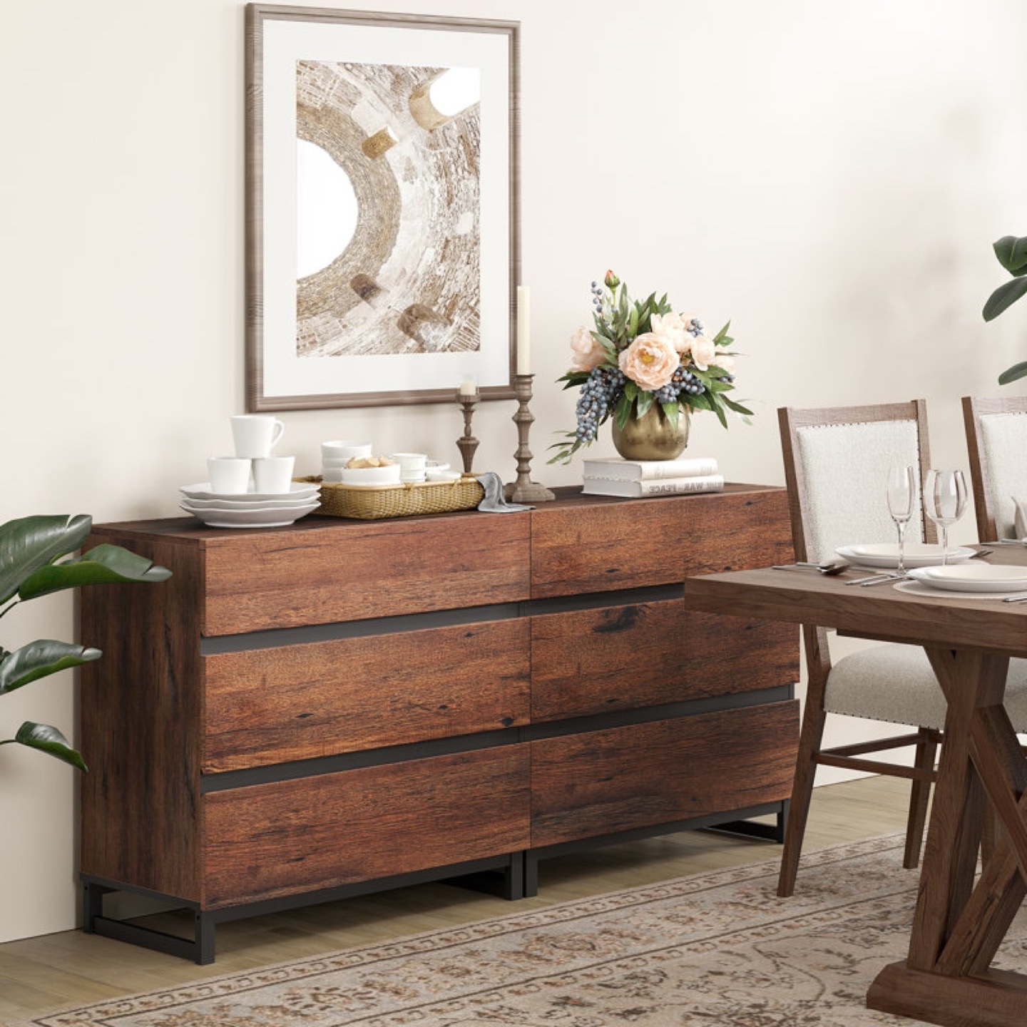 Alldredge 6 Drawer 64" Wide Double Dresser - photo 3
