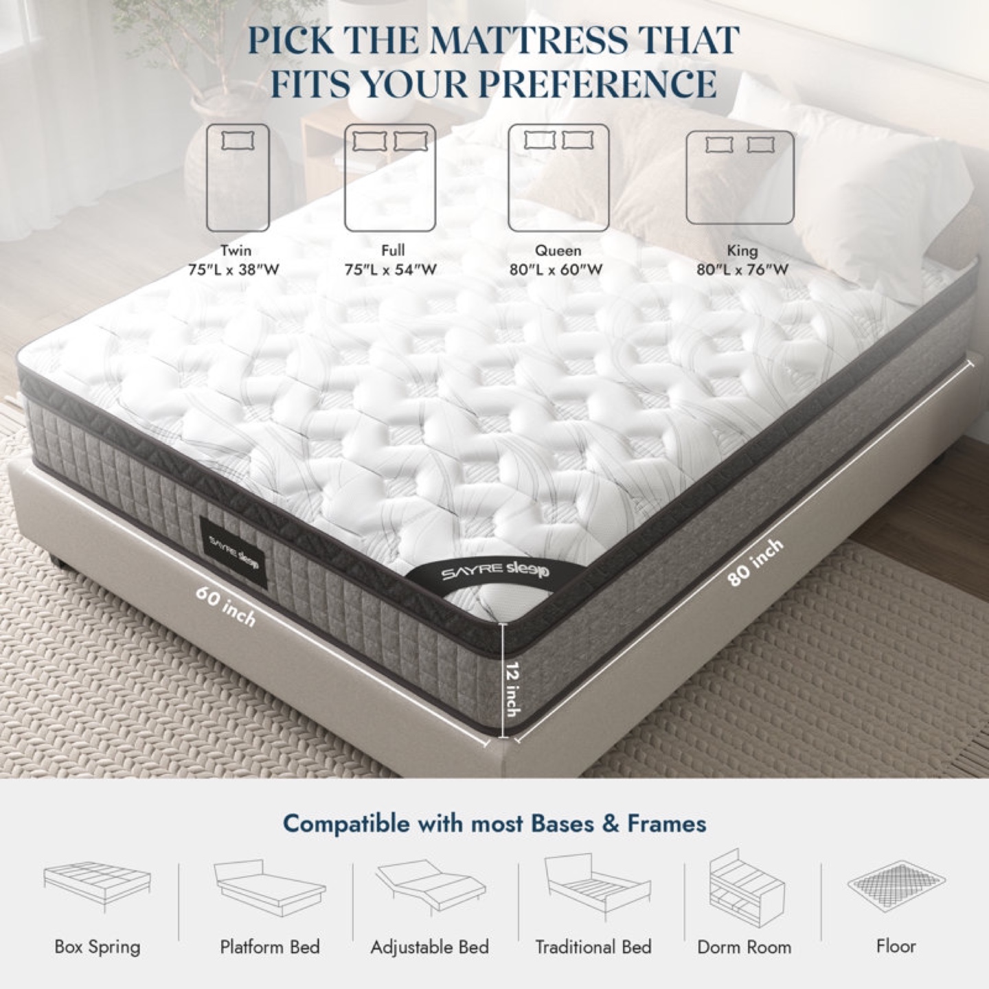 Sayre Sleep Diamond 12 Inch Queen Mattress - photo 4