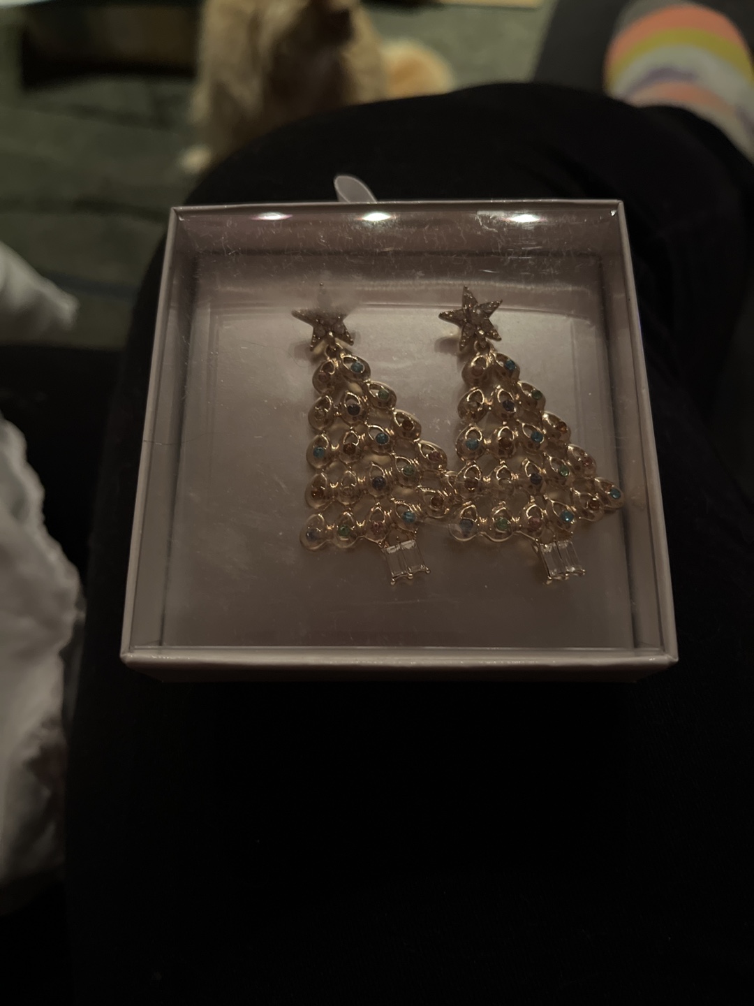 Gold Christmas Tree Earrings
