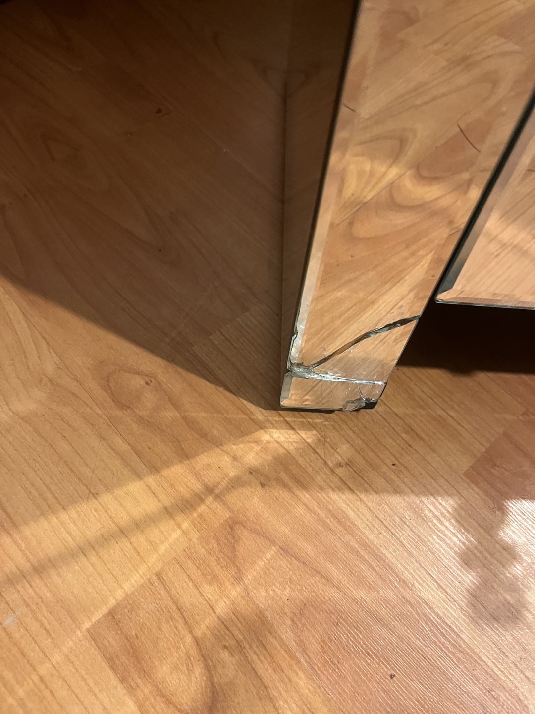 Mirrored Nightstand with Three Drawers - photo 2