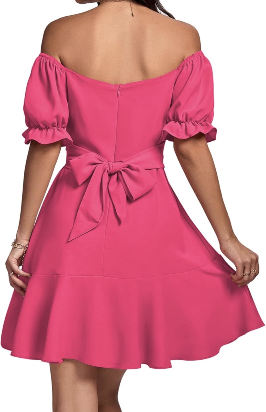 [NEW] Cute Square Neck / Off-Shoulder Ruffled Dress - photo 2