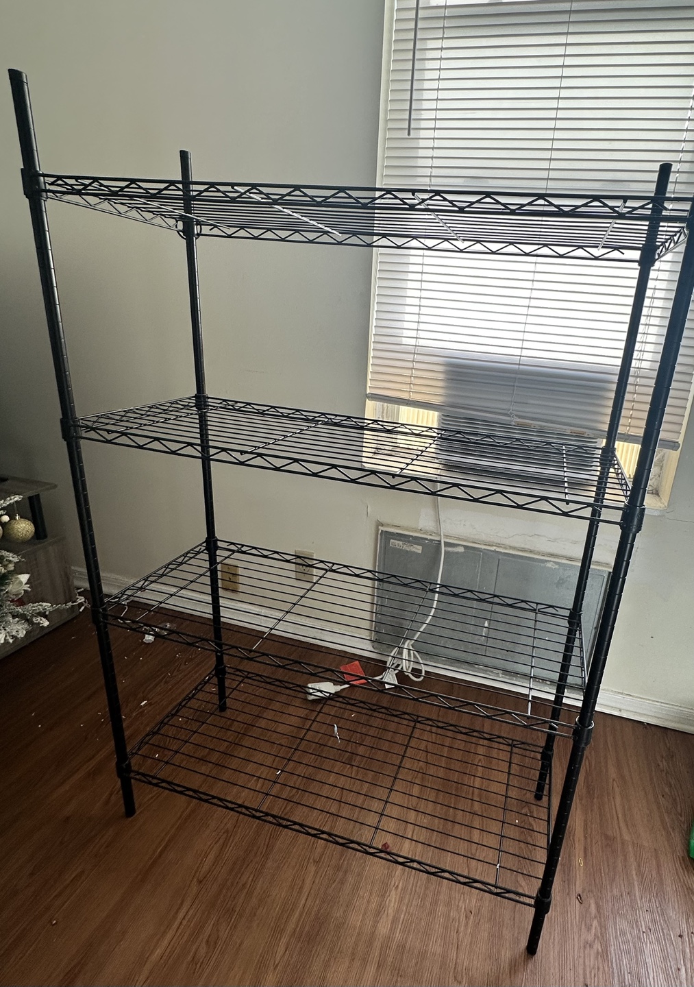 Black Metal 4-Shelf Storage Rack