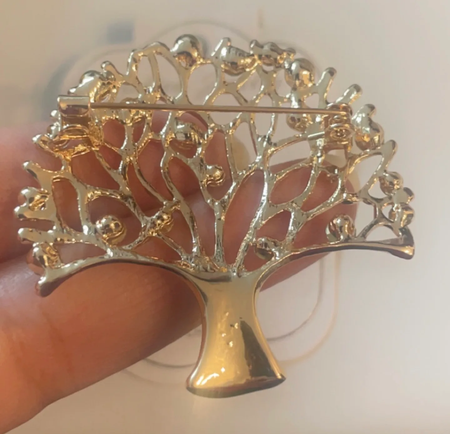 Gold Tone Tree of Life Rhinestone Brooch image indicator(4)