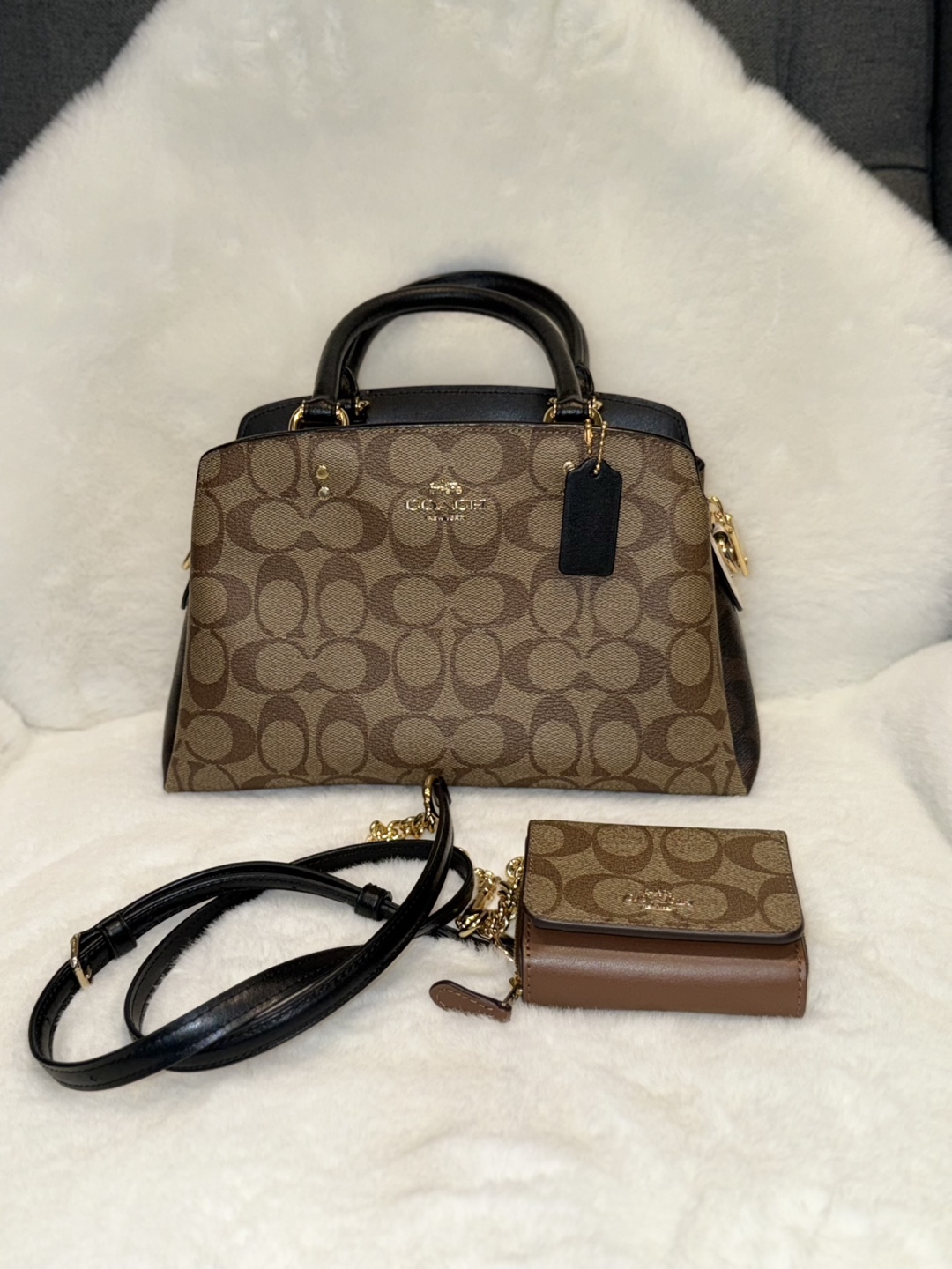 Coach Signature Leather Top Handbag & Wallet