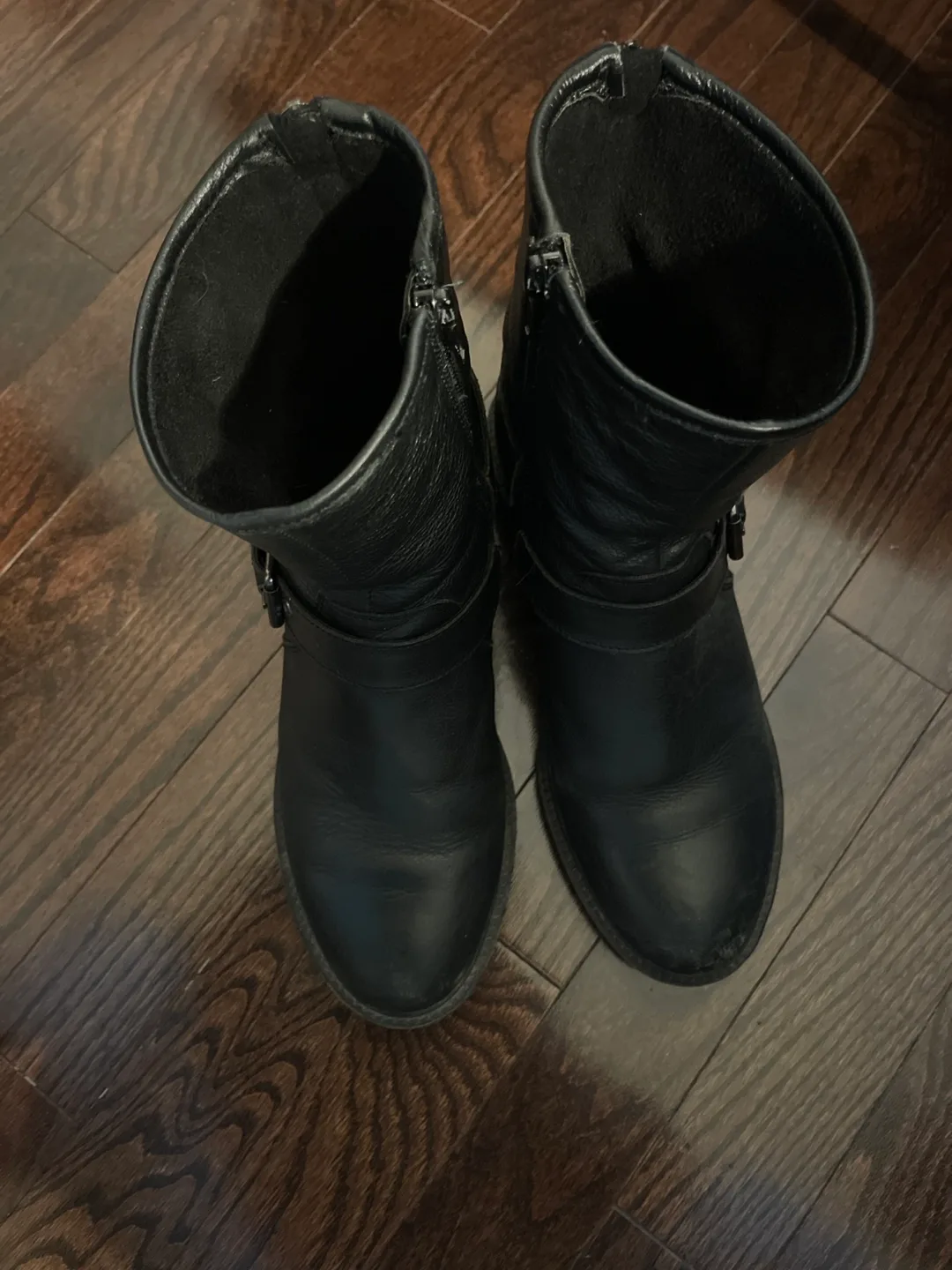 Black Leather Buckle Boots #freecycle thumbnail