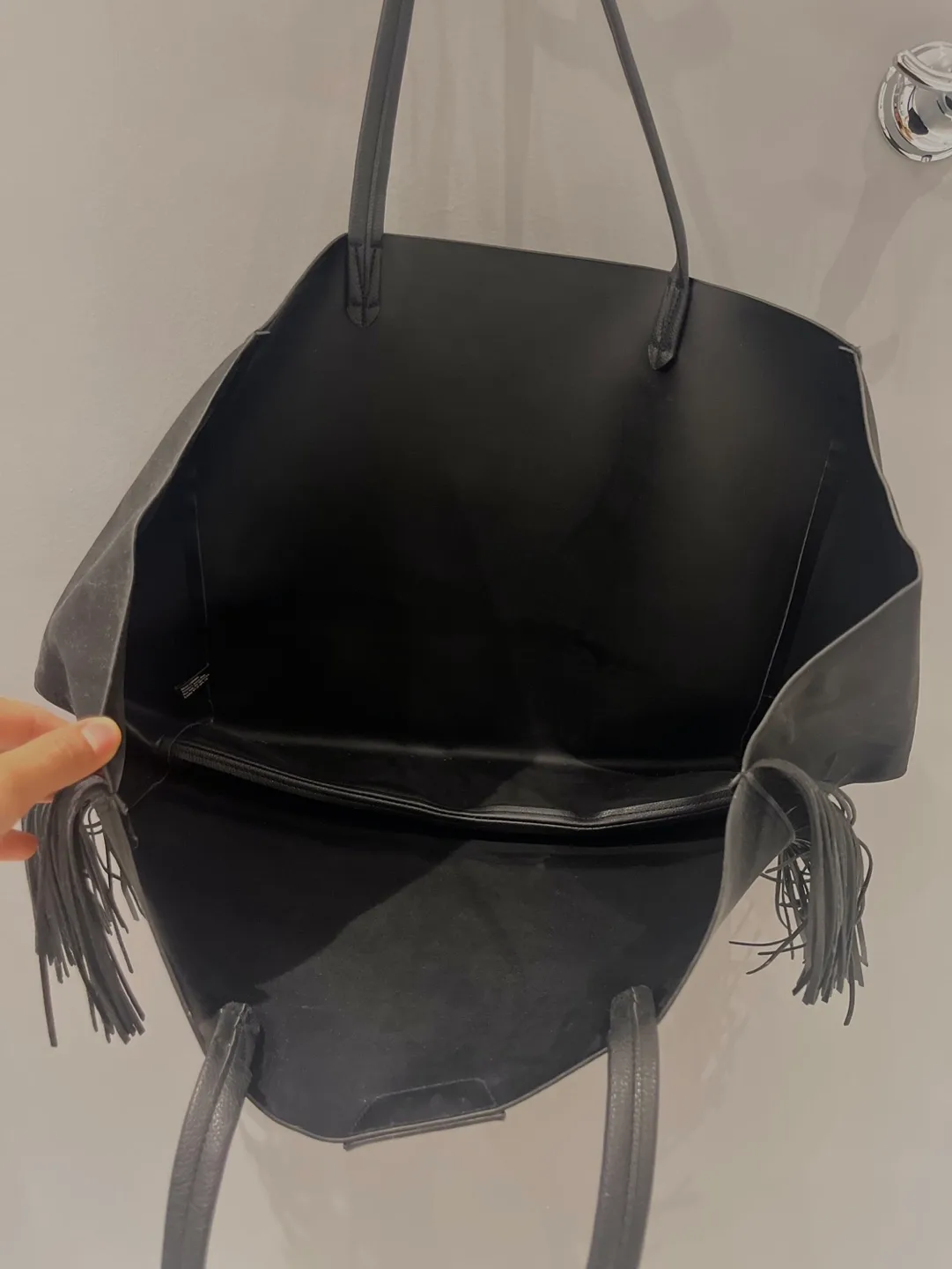 Victoria's Secret Black Fringe Tote Bag image indicator(5)