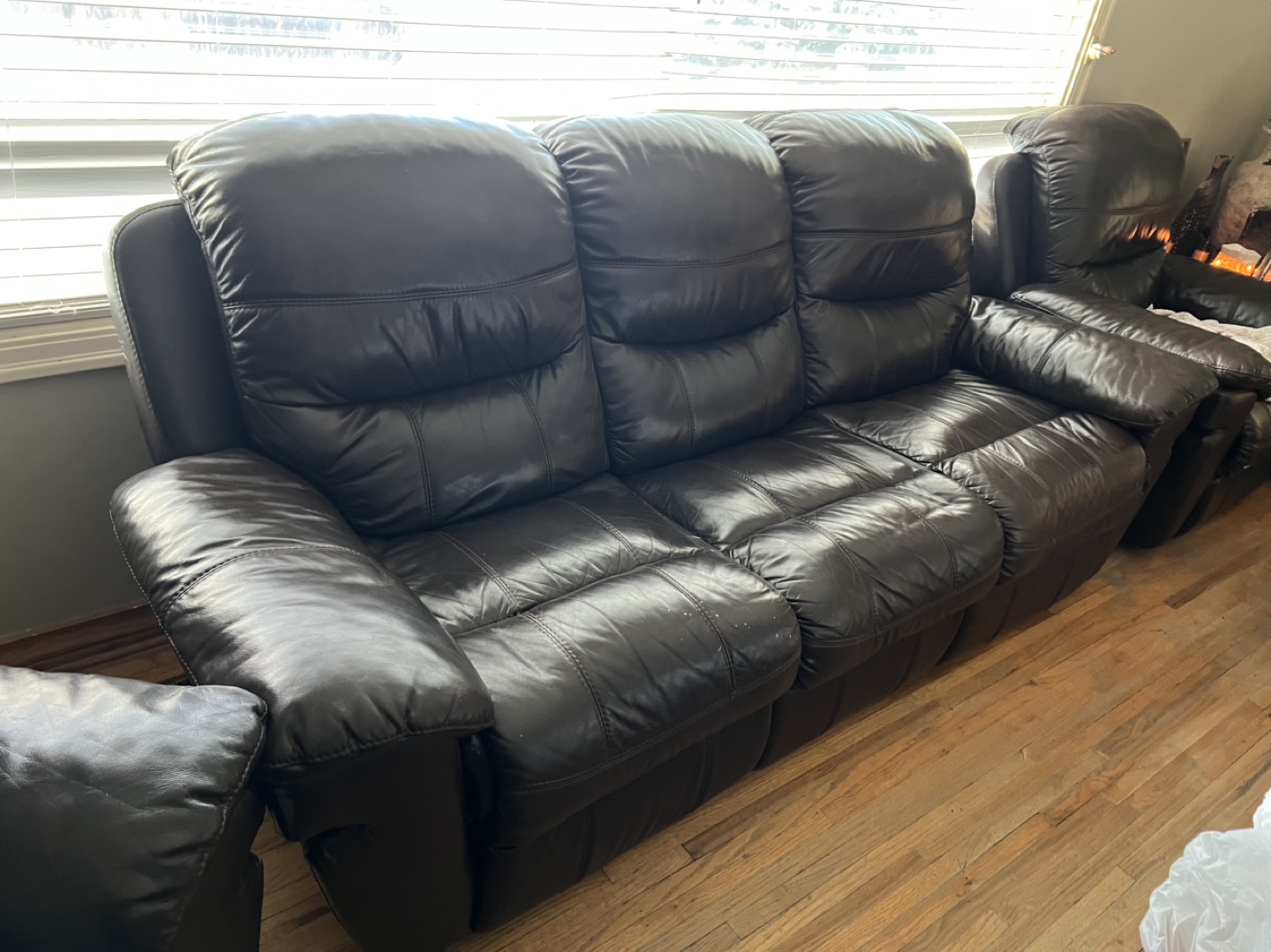 Brown Leather Recliner Sofa Set - photo 3