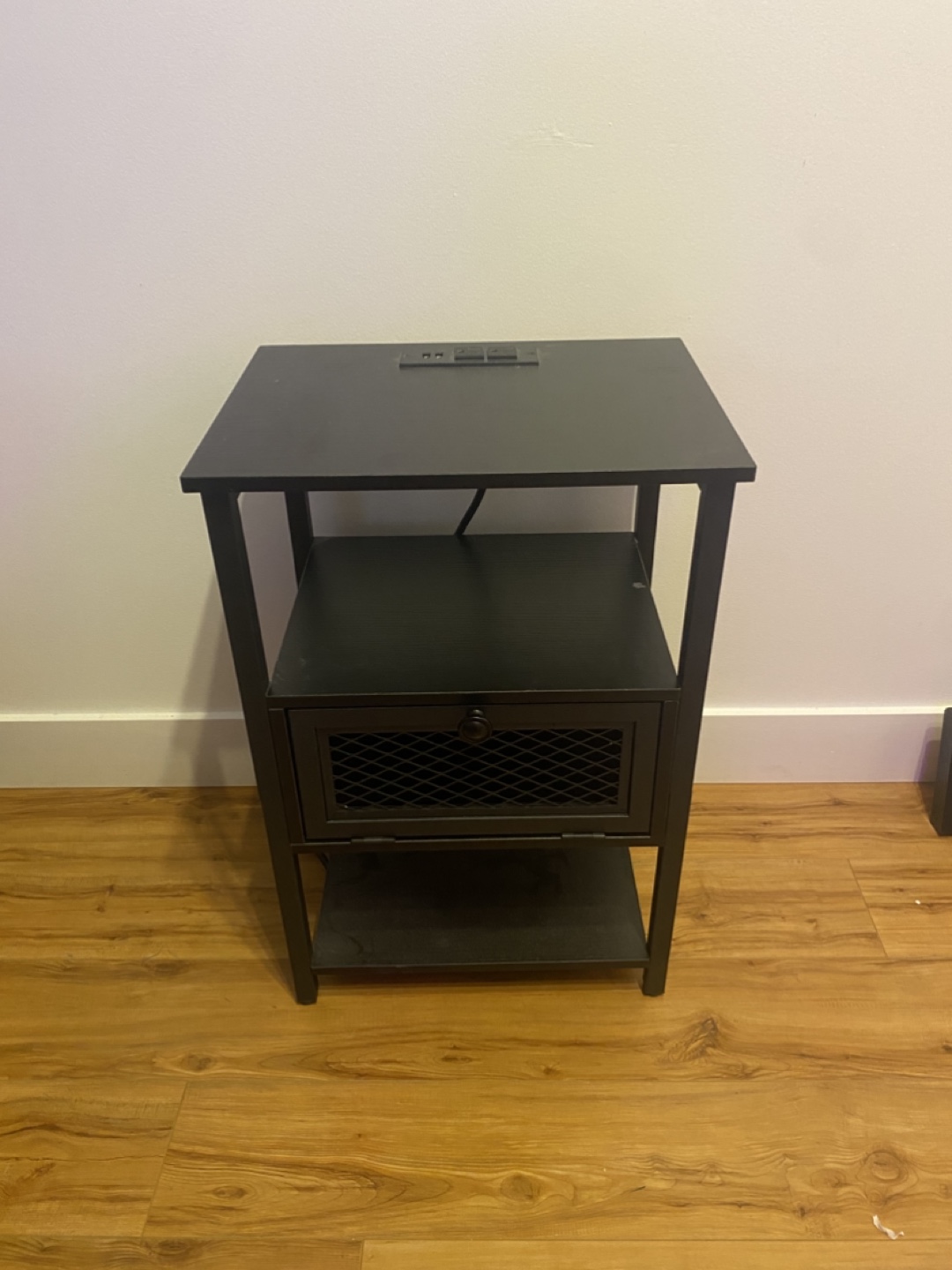 Black end table/night stand with built-in power bar - photo 2