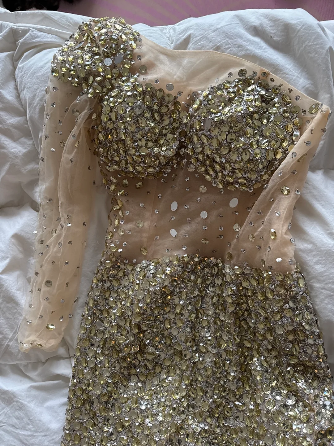 Beaded Long Sleeve Mermaid Gown image indicator(3)