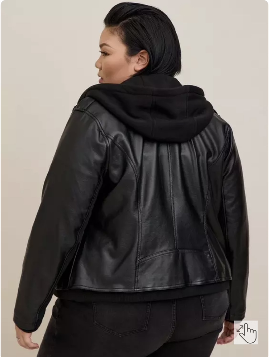 Torrid 3x - Black Mixed Media Hooded Moto Jacket - photo 4