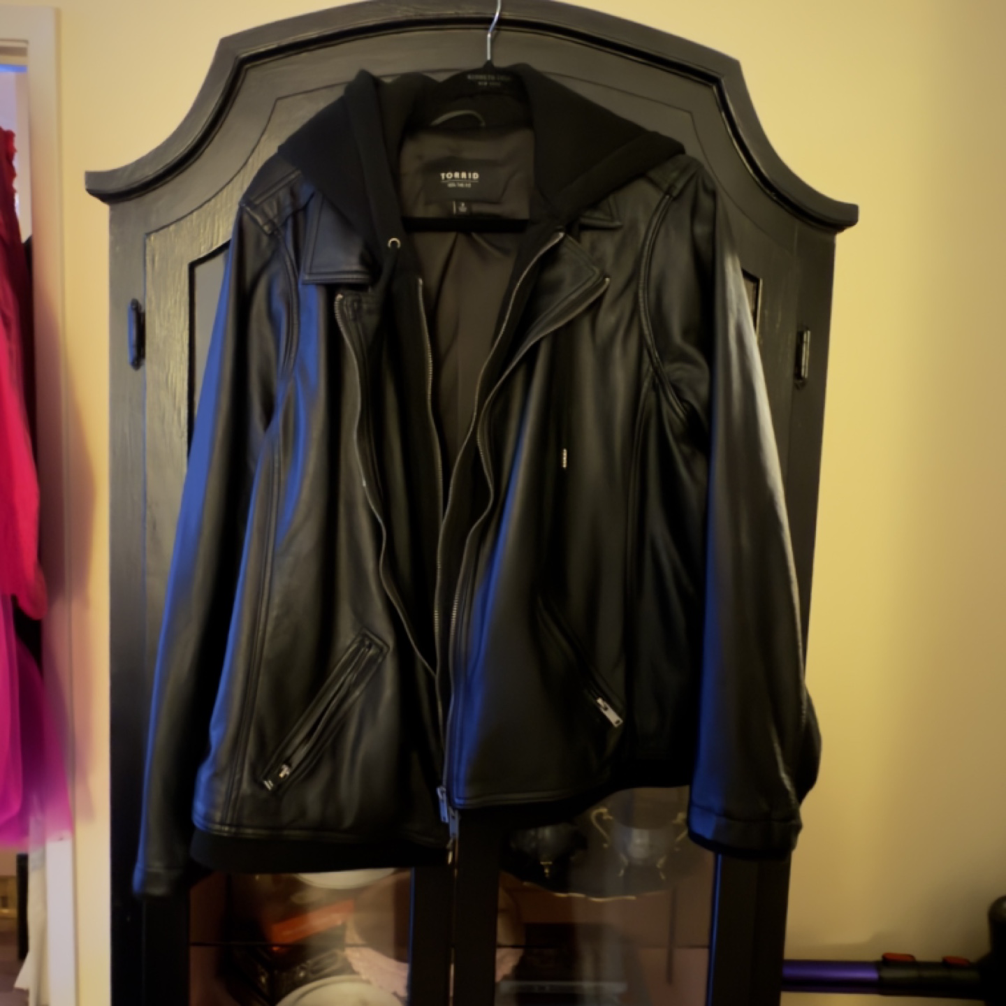 Torrid 3x - Black Mixed Media Hooded Moto Jacket - photo 5
