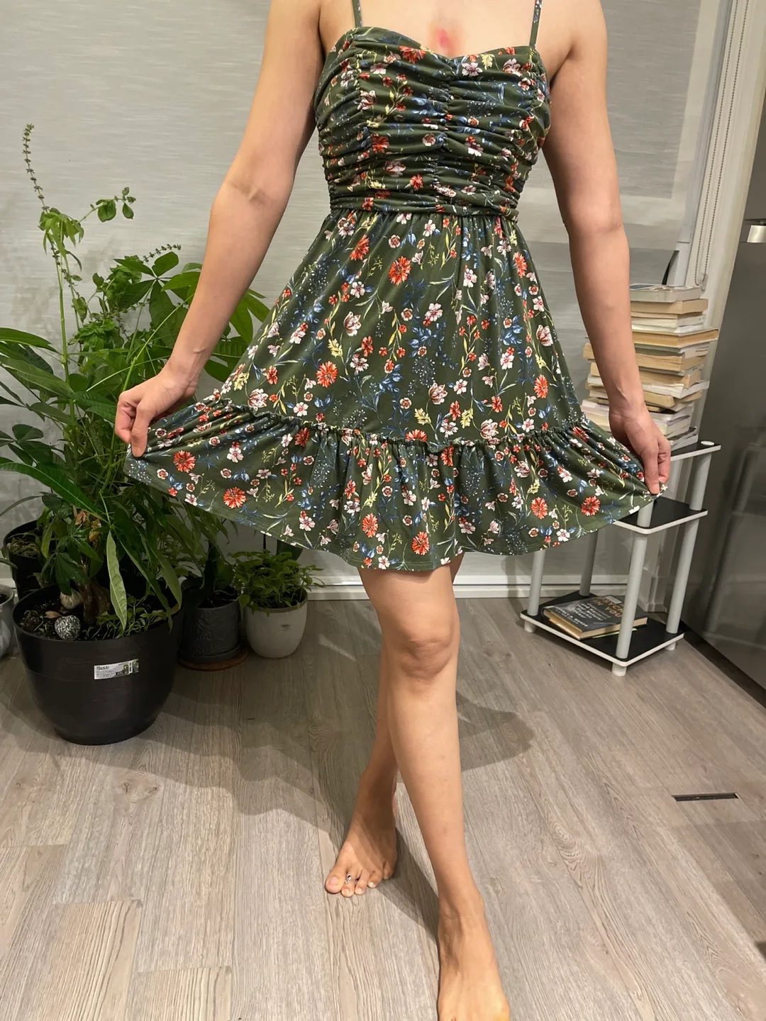 Floral Green Strappy Summer Dress thumbnail