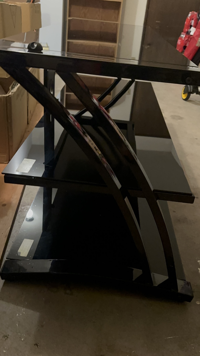 Black Tempered Glass TV Stand - photo 3