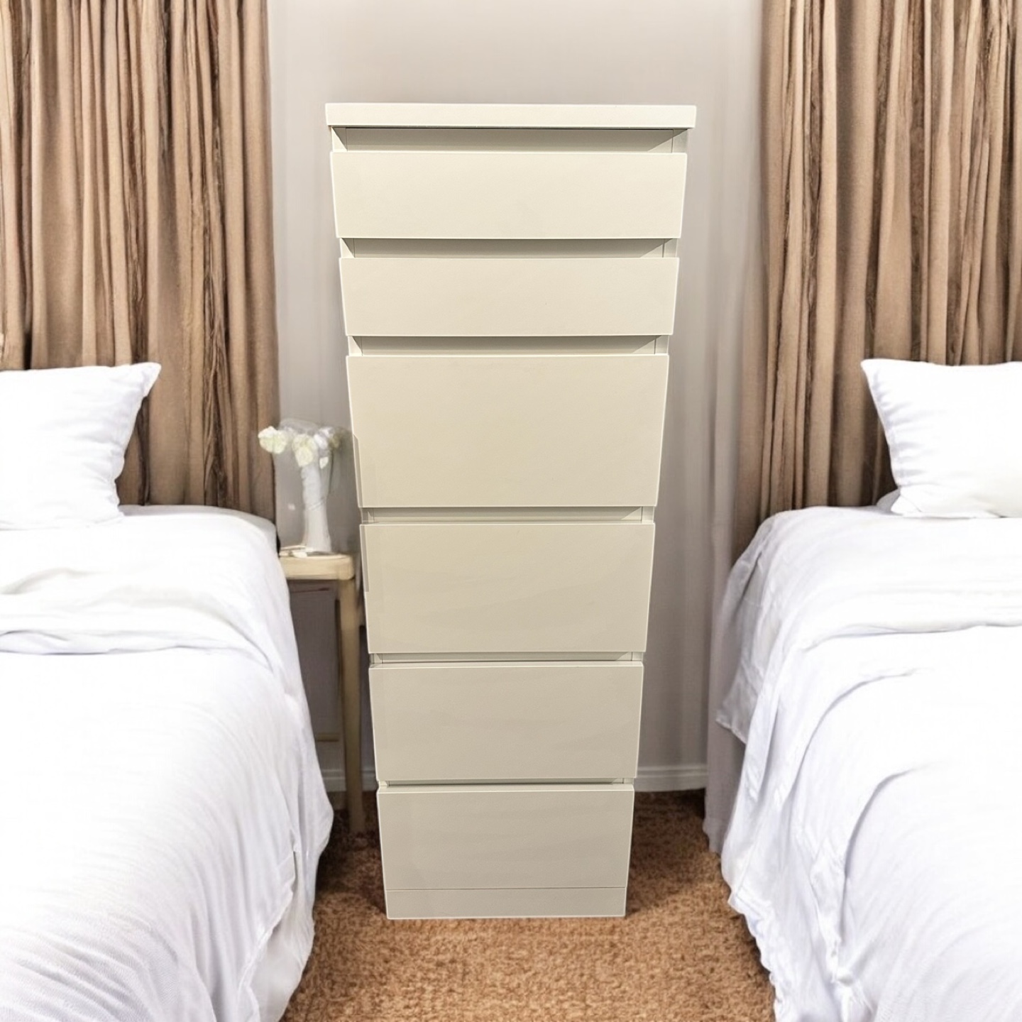 IKEA White Tall Dresser with Mirror