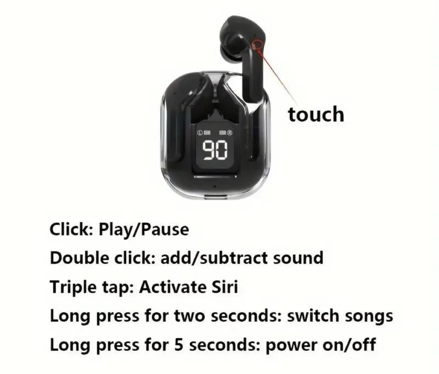 Wireless Bluetooth Earbuds image indicator(3)