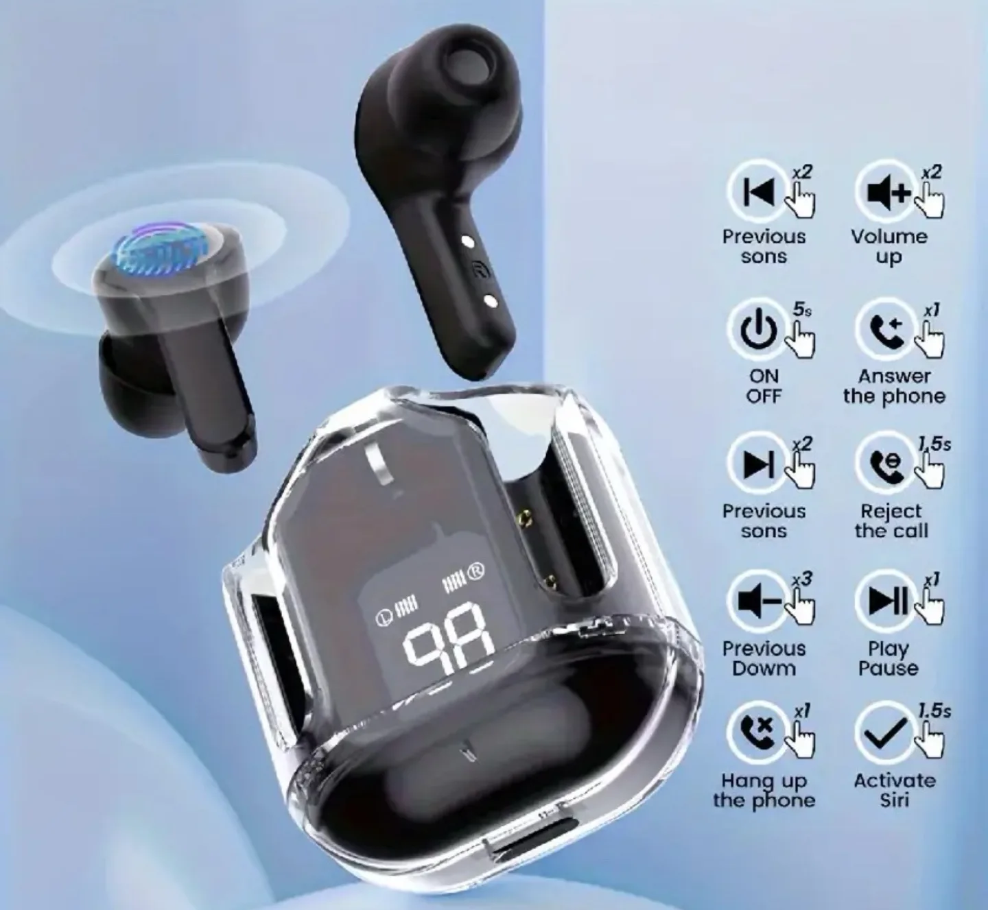 Wireless Bluetooth Earbuds image indicator(2)