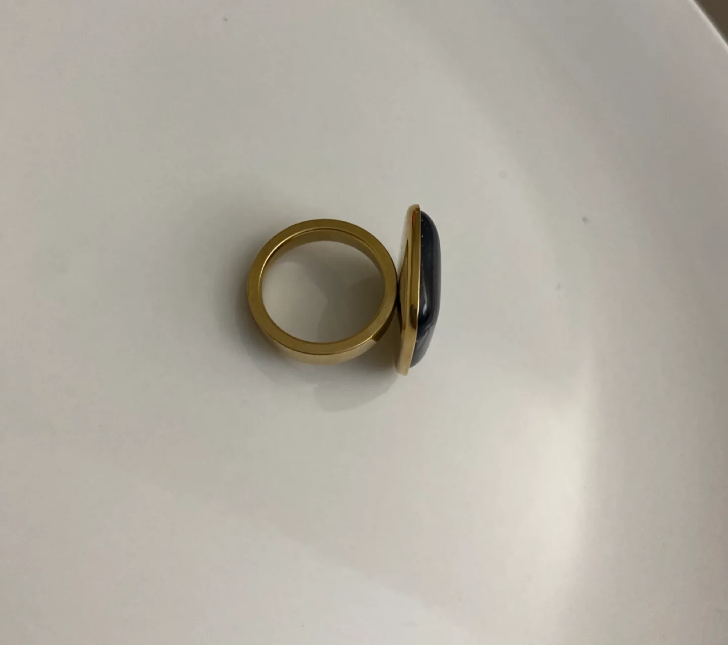 Gold plated Square blue natural Stone Ring #Freecycle image indicator(2)