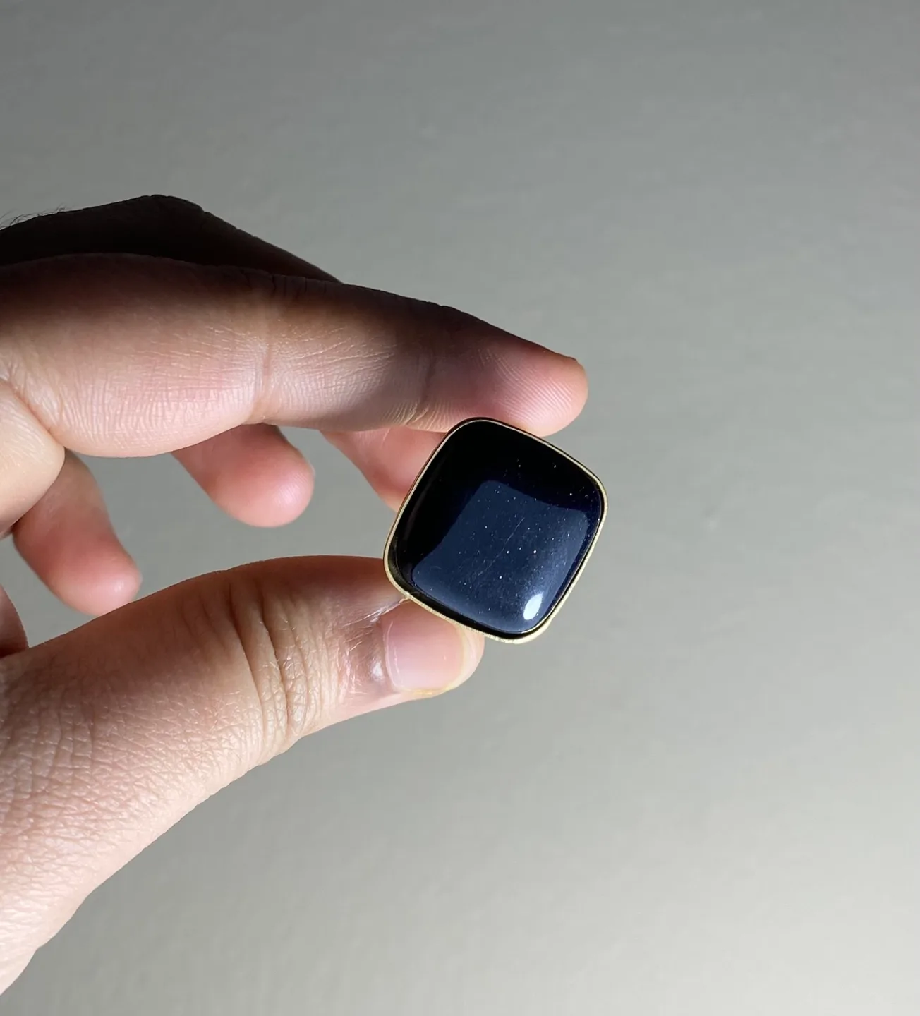 Gold plated Square blue natural Stone Ring #Freecycle image indicator(3)