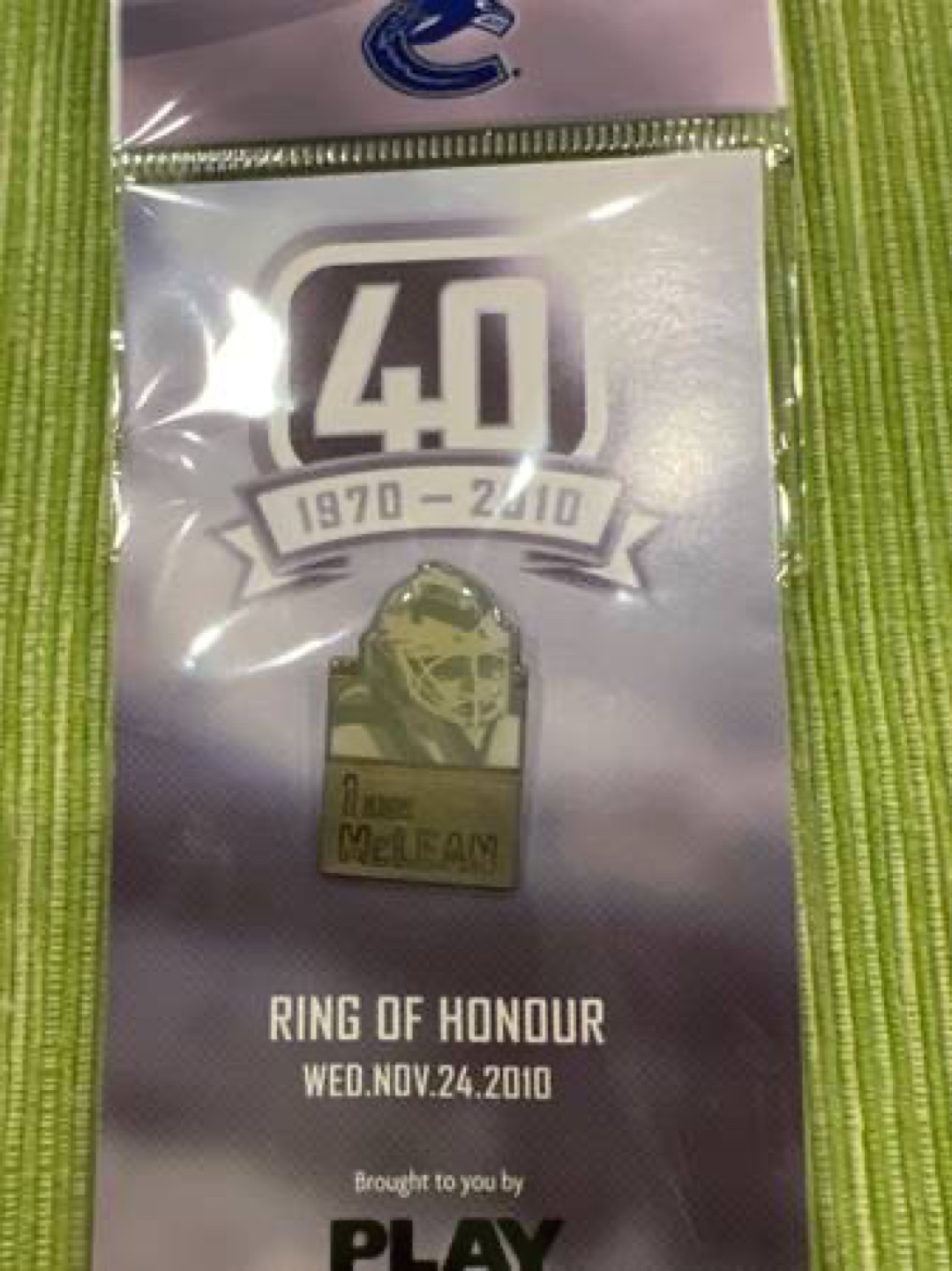 Kirk McLean 40th Anniversary Ring of Honour Pin - photo 2