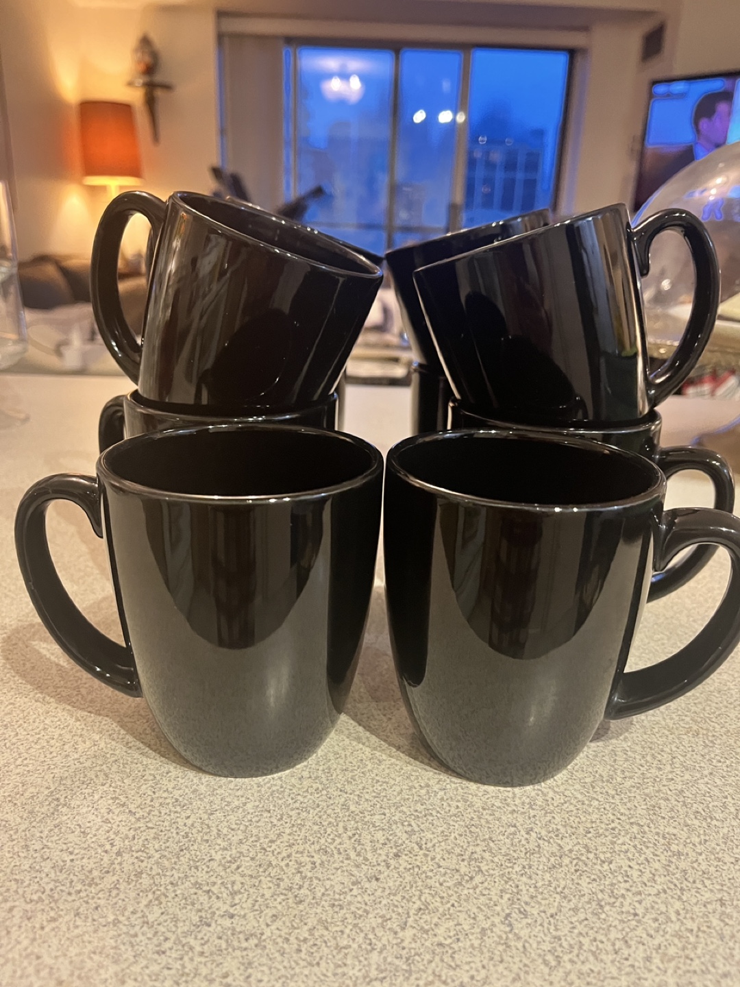 Set of 6 Black Mugs