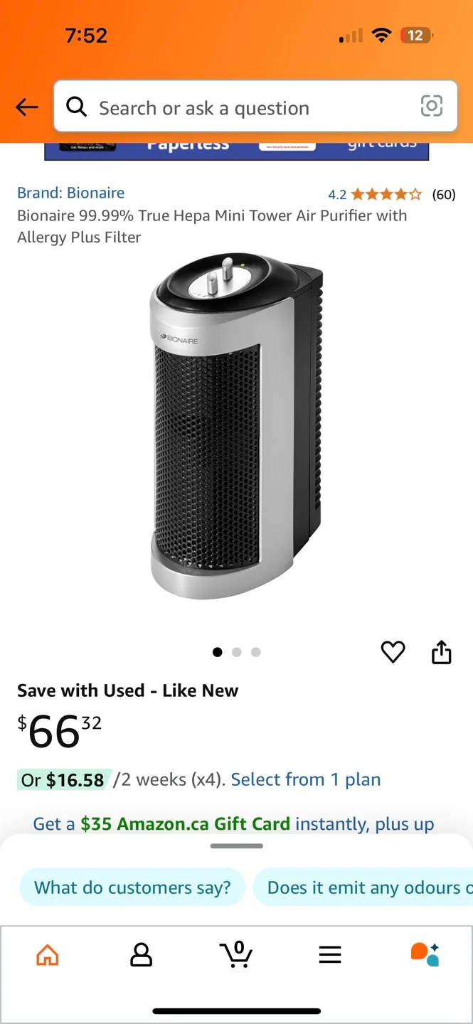 Bionaire 99.99% True air Purifier with Allergy Plus Filter image indicator(4)