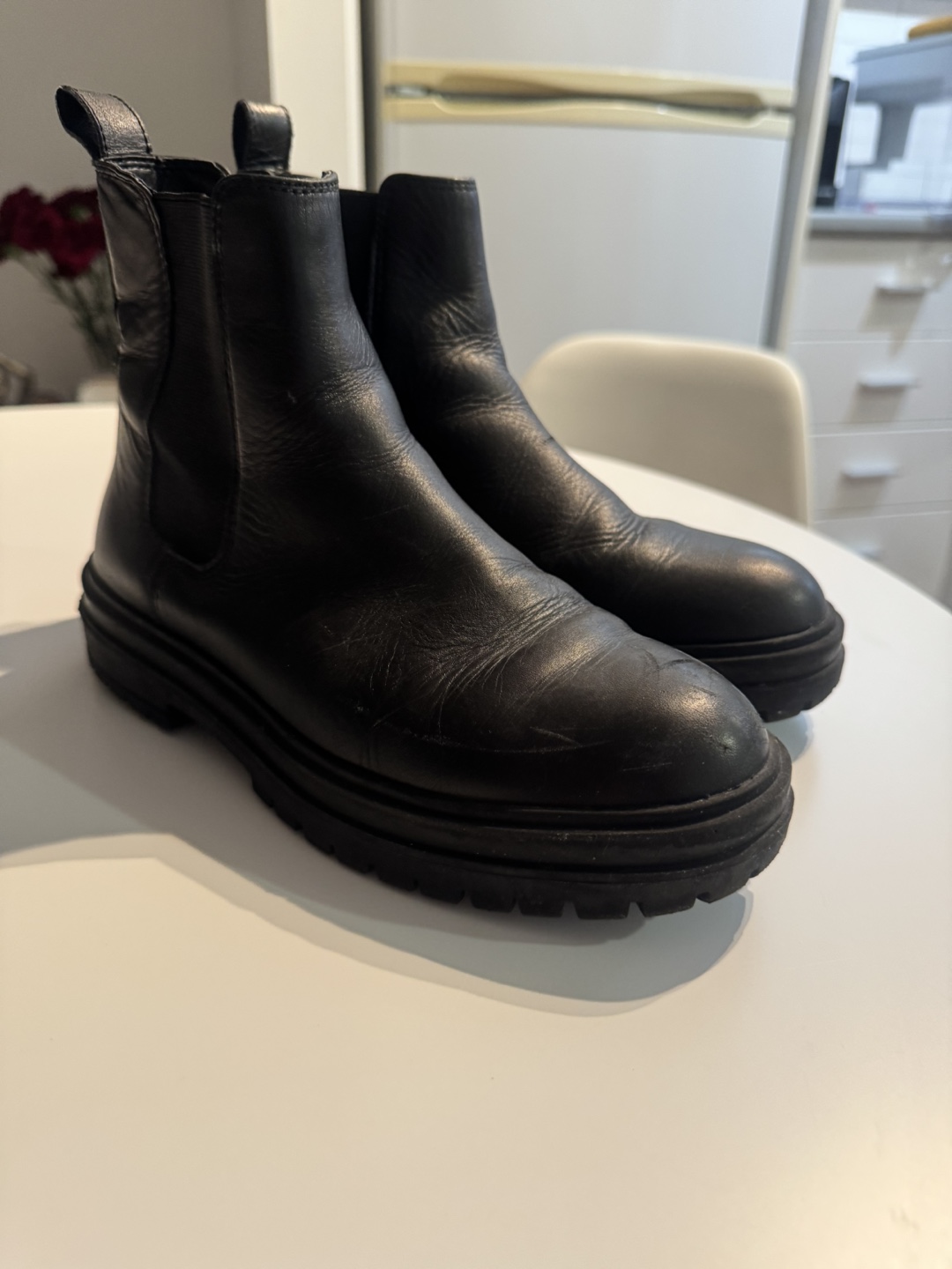 Black Leather Chelsea Boots
