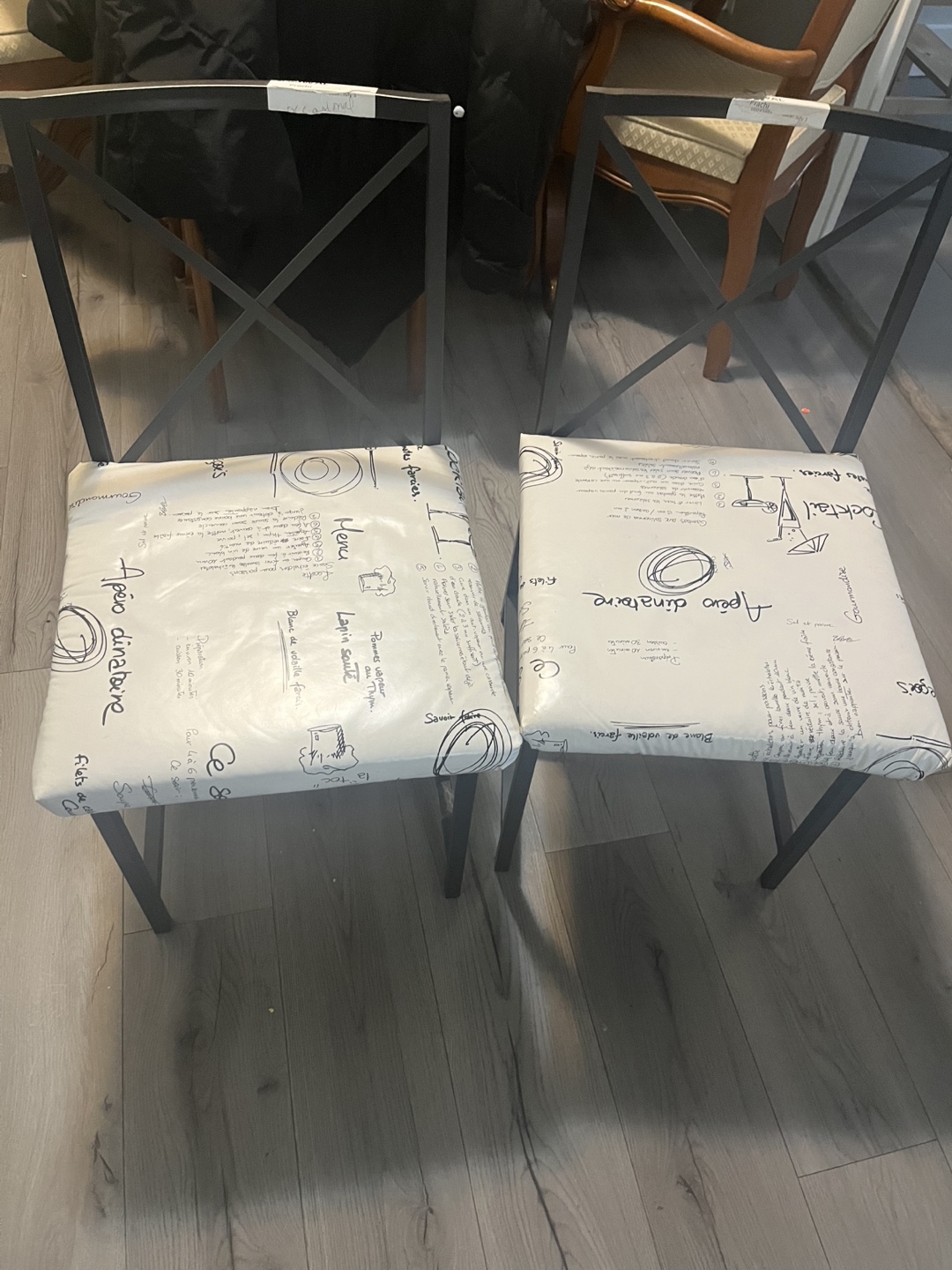 Set of 2 Black Metal Dining Chairs - photo 3