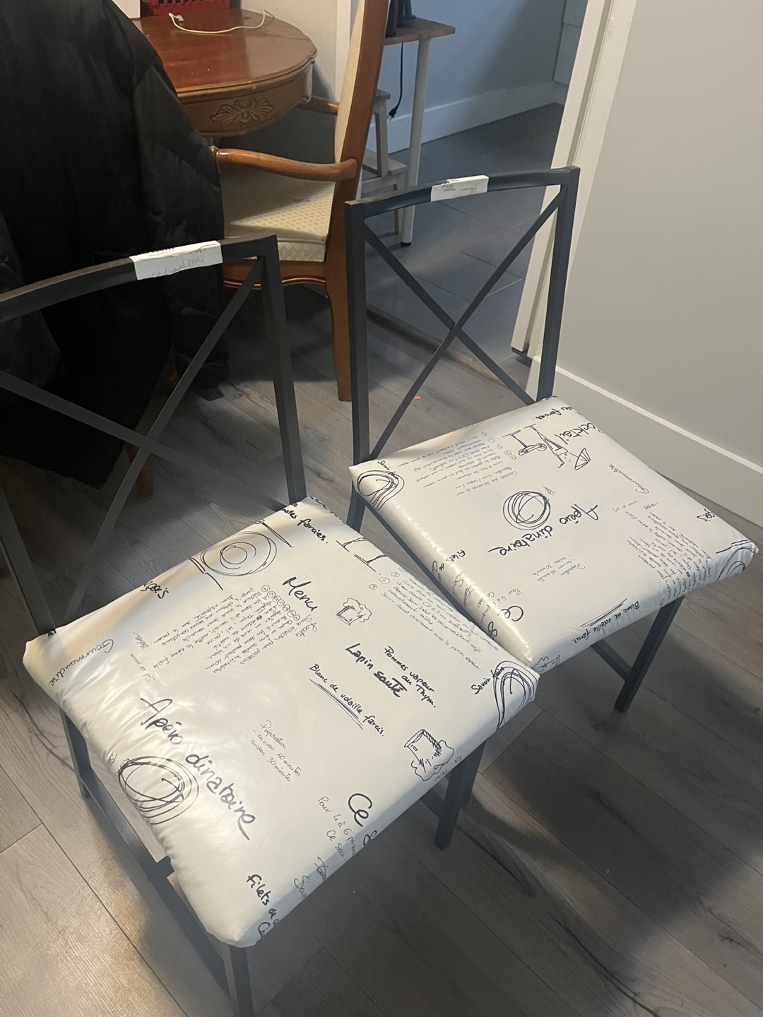 Set of 2 Black Metal Dining Chairs