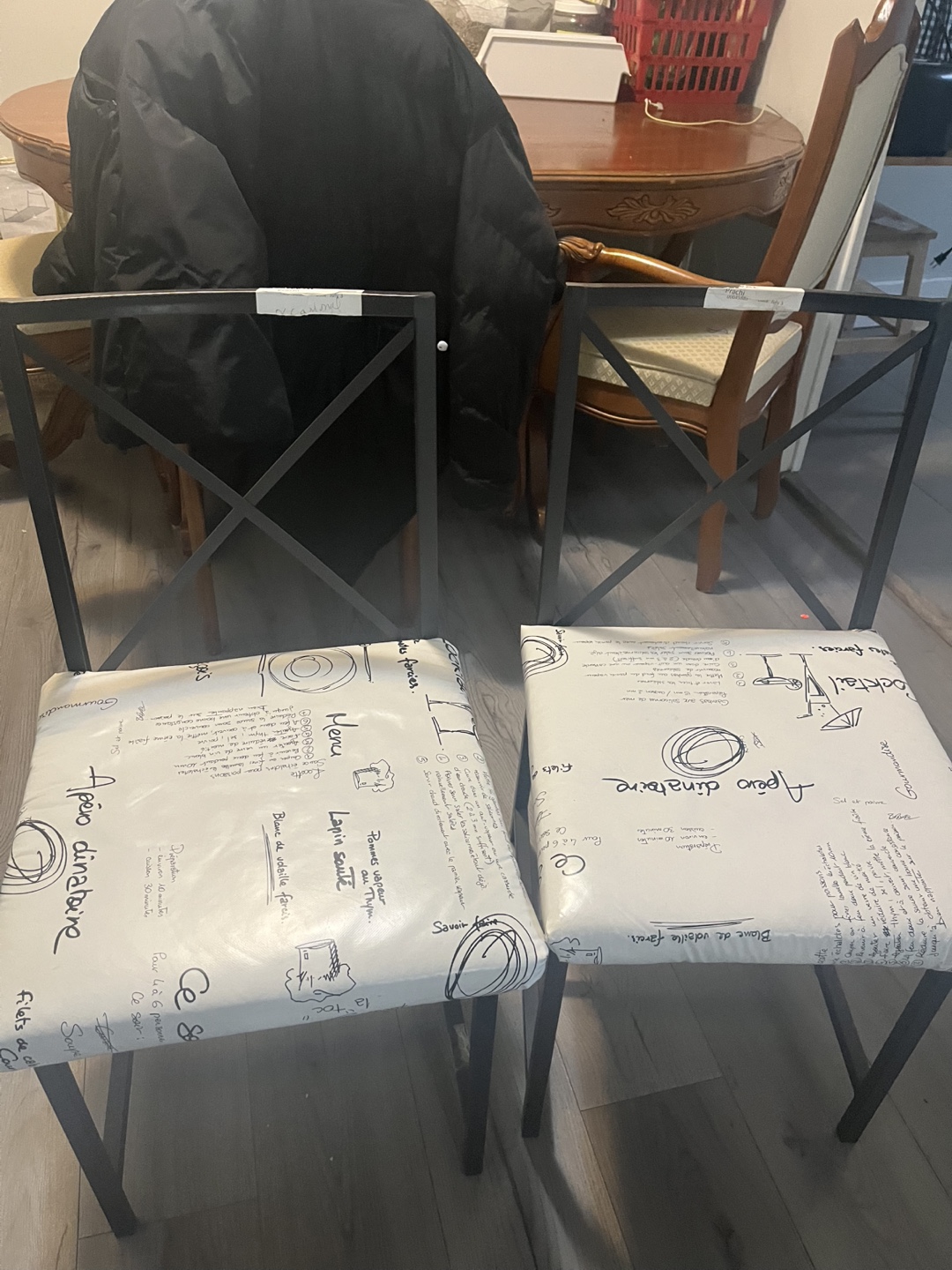 Set of 2 Black Metal Dining Chairs - photo 2