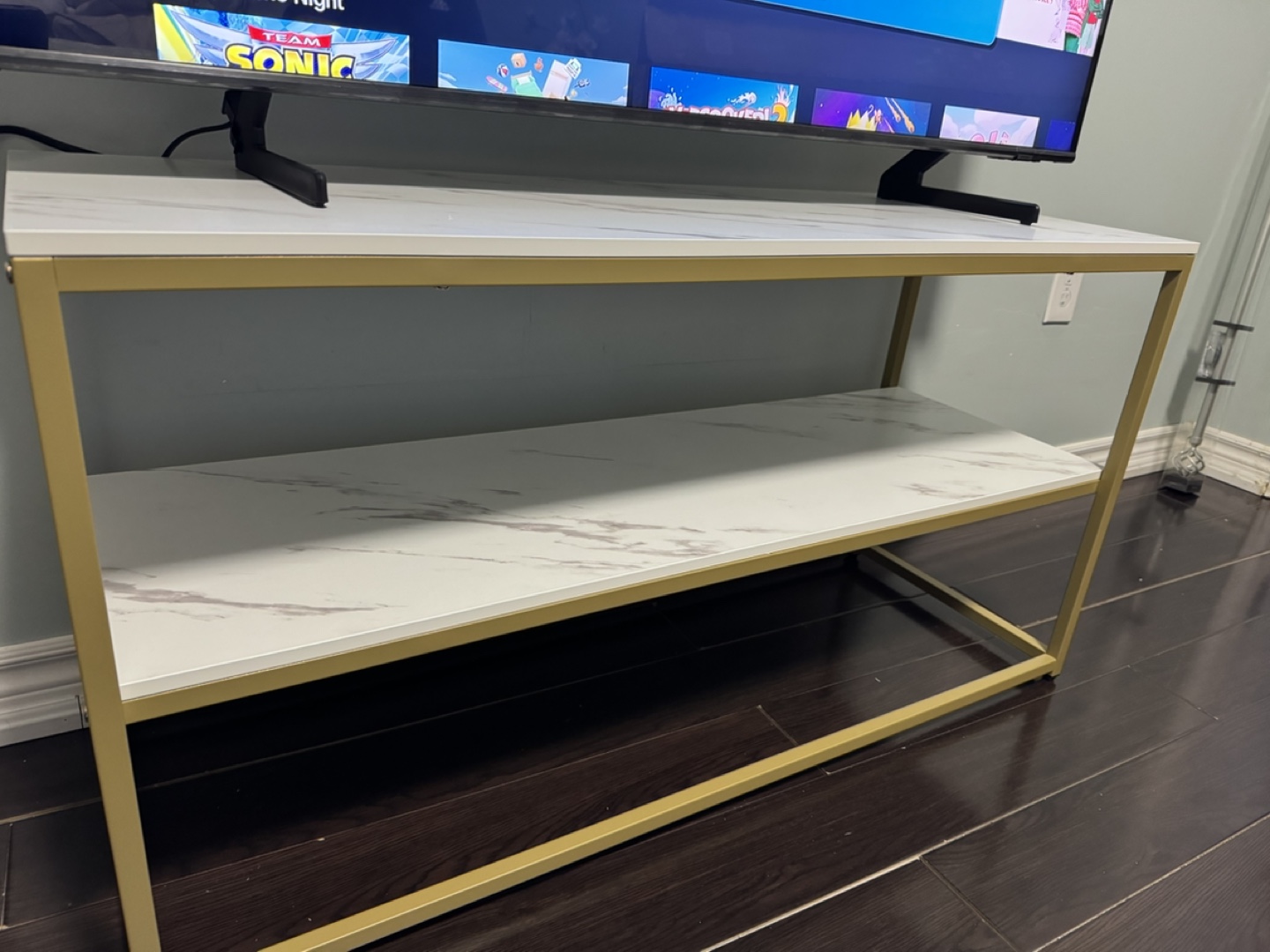Gold Metal and Marble TV Stand - photo 3