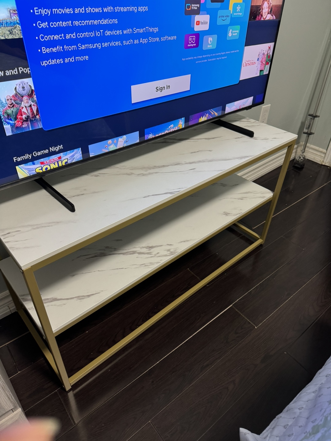Gold Metal and Marble TV Stand - photo 2