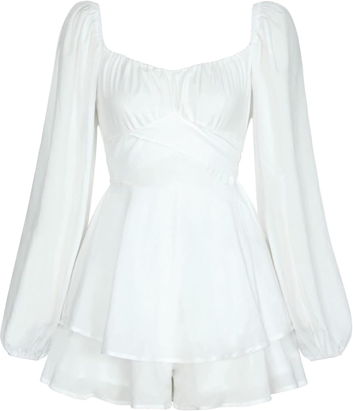White Puff Sleeve Romper - photo 4