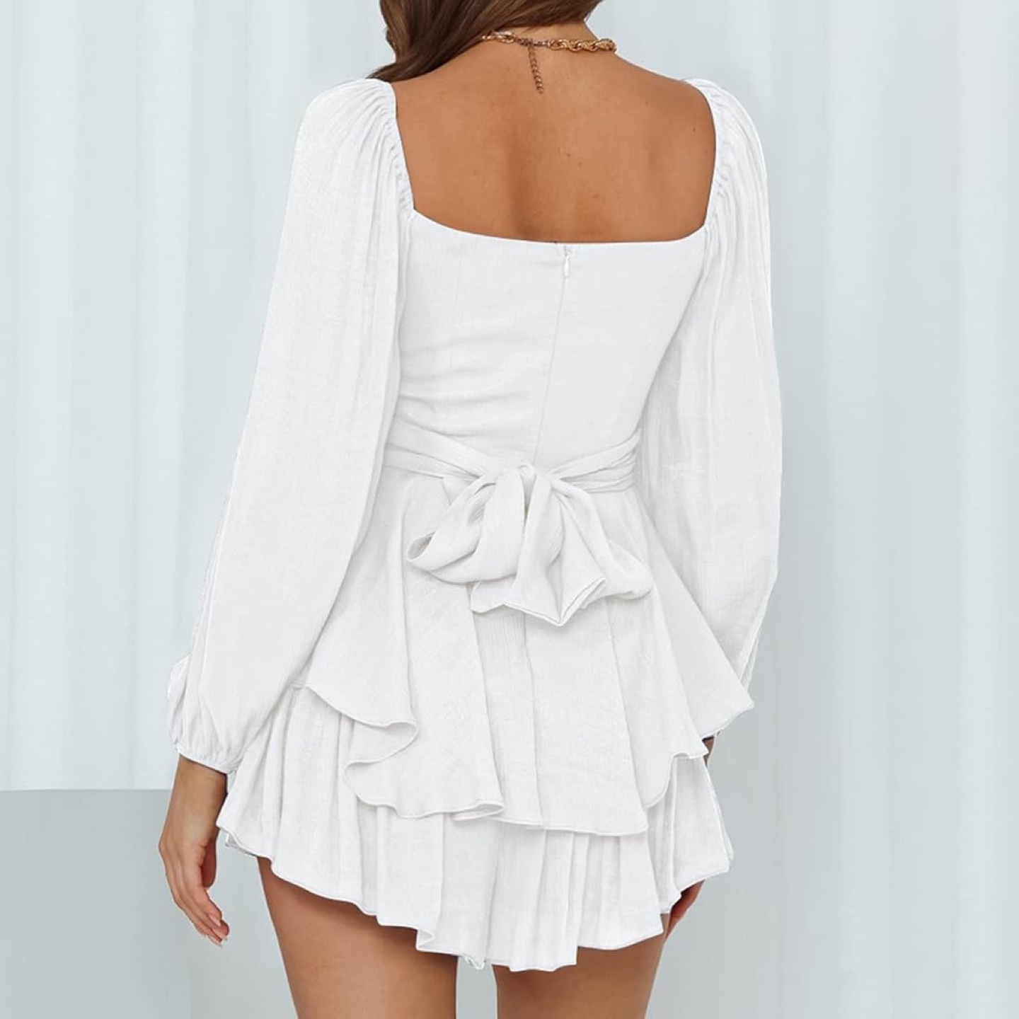 White Puff Sleeve Romper - photo 3