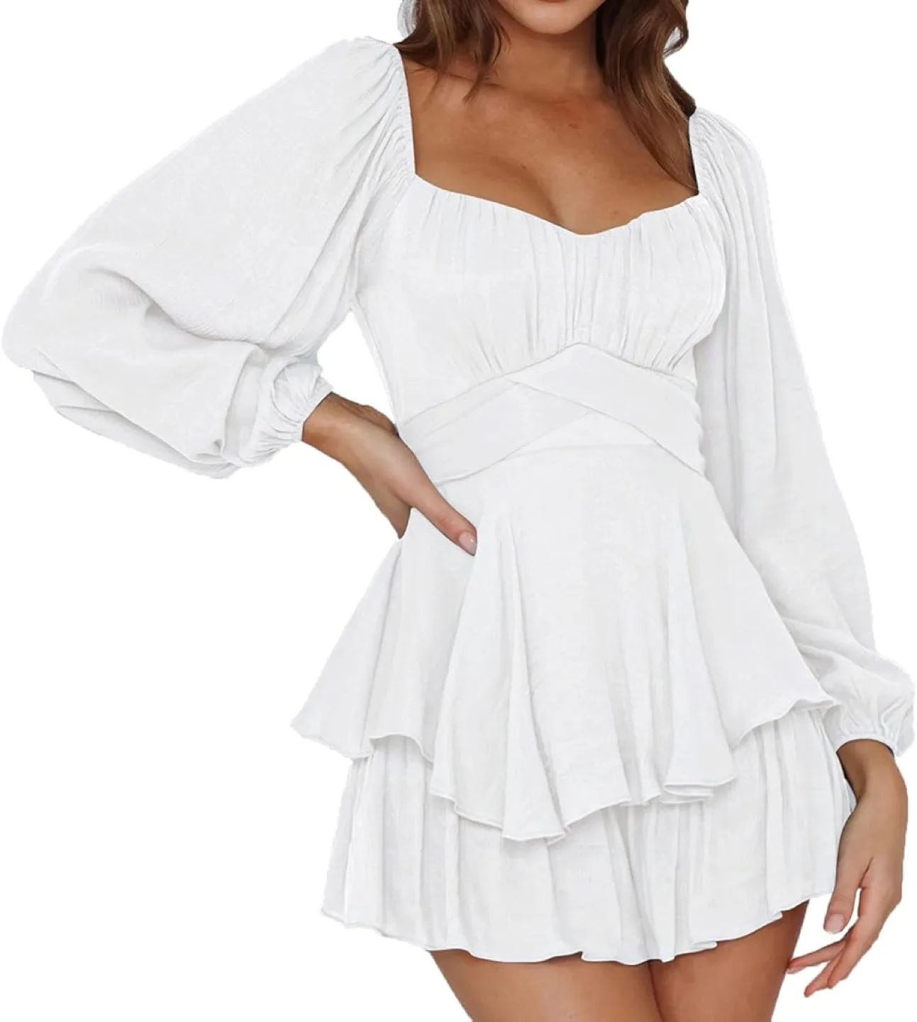 White Puff Sleeve Romper image indicator(2)
