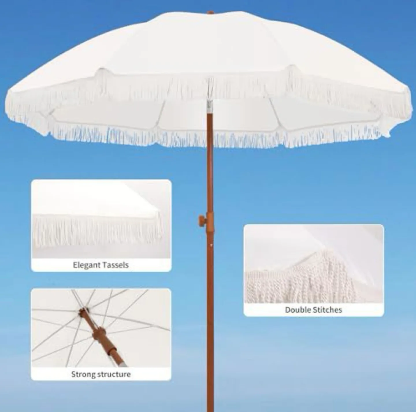Large White Patio Umbrella image indicator(9)