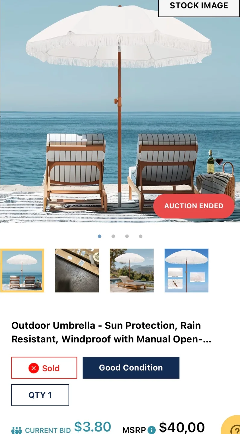 Large White Patio Umbrella image indicator(10)