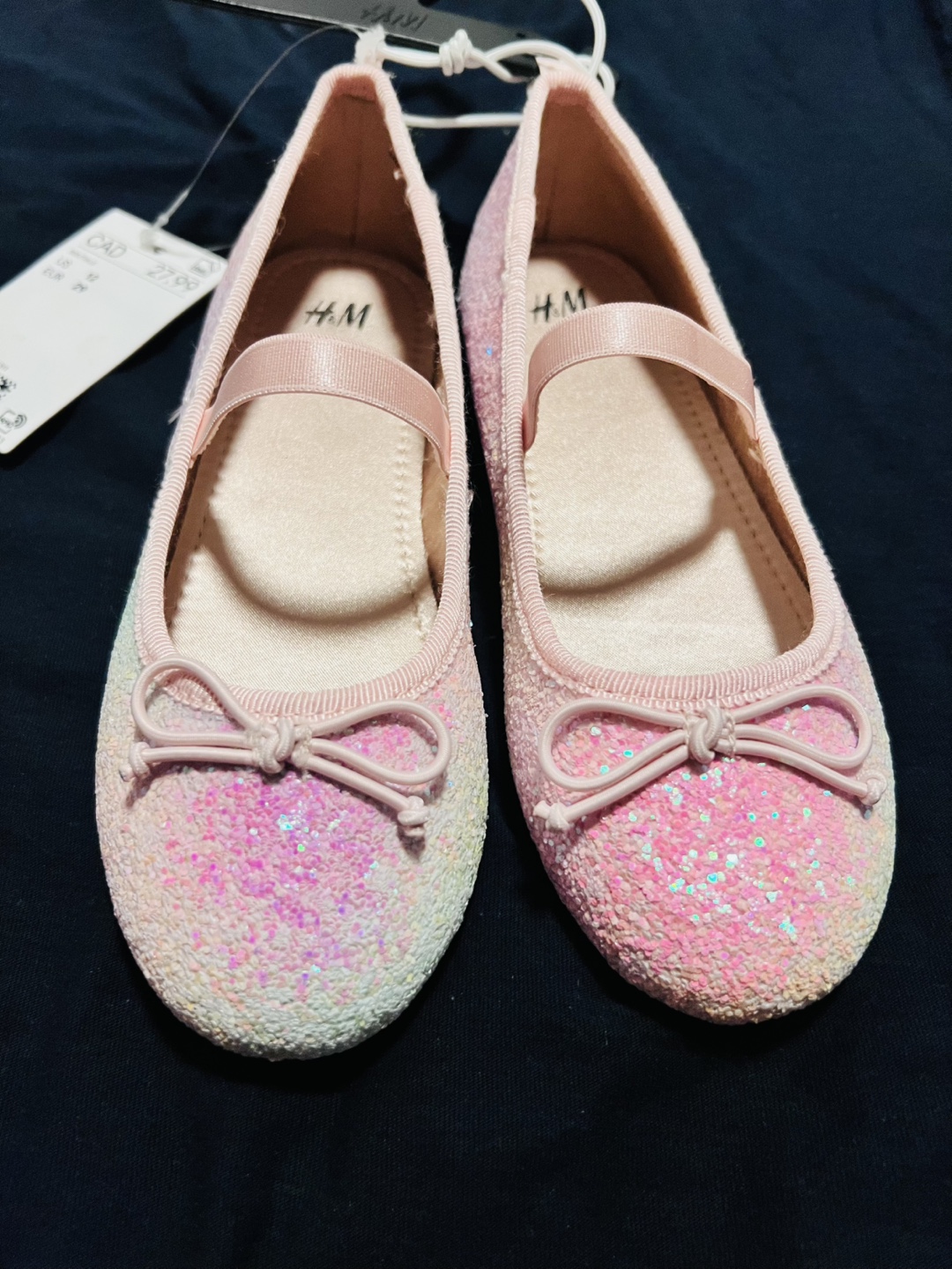 H&M Girls shoes Pink Glitter Ballerina Flats shoes Size 29