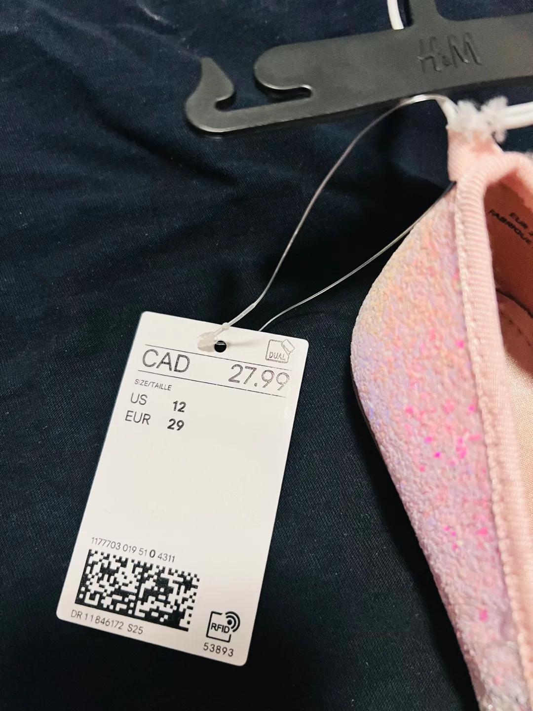 H&M Girls shoes Pink Glitter Ballerina Flats shoes Size 29 image indicator(3)